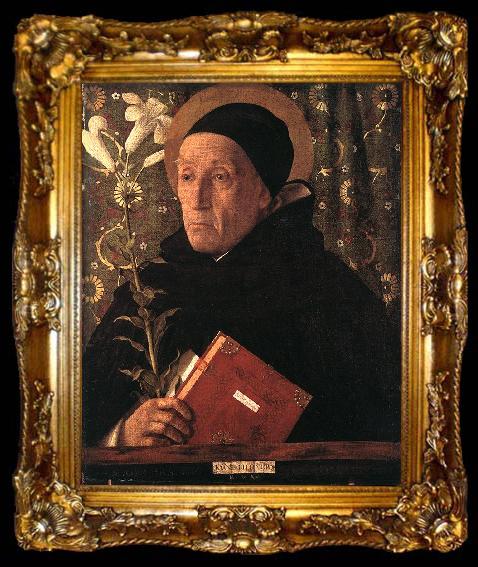 framed  BELLINI, Giovanni Portrait of Teodoro of Urbino knjui, ta009-2